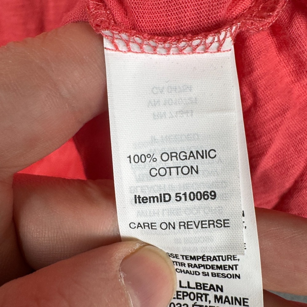 LL Bean Top Womens XL Coral Pink Organic Cotton Split Neck Tee 3/4 Sleeve - Picture 8 of 13